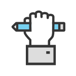 hand holding pencil icon