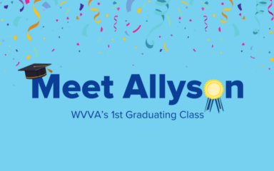 Colorful graphic with text that says meet allyson.