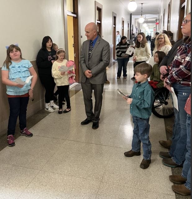 A group of WVVA students meet with lawmakers at the WV State Capitol. 