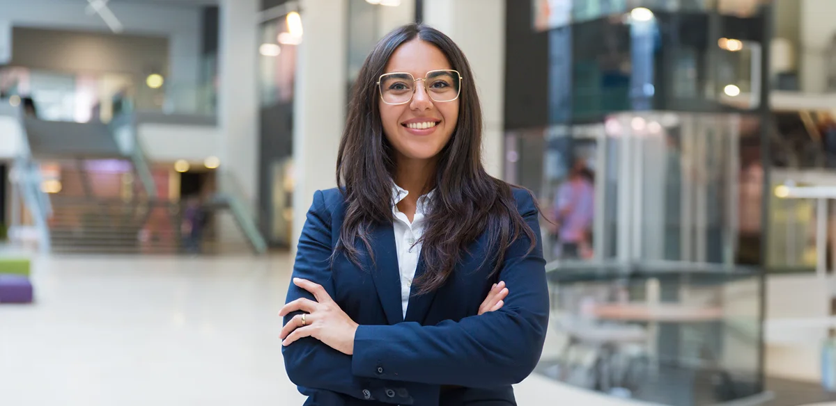 business girl smiling
